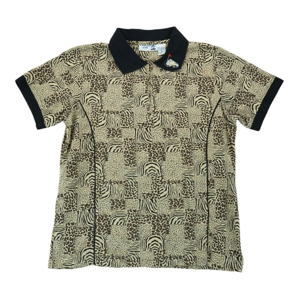 CORAL BAY GOLF POLO SHIRT‎ WOMEN'S 1/4 Zip Medium Animal Print